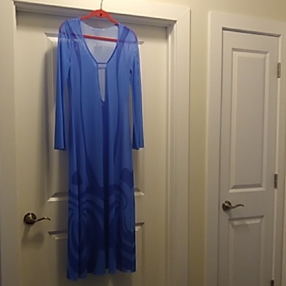 Blue Long Sleeve Coverup